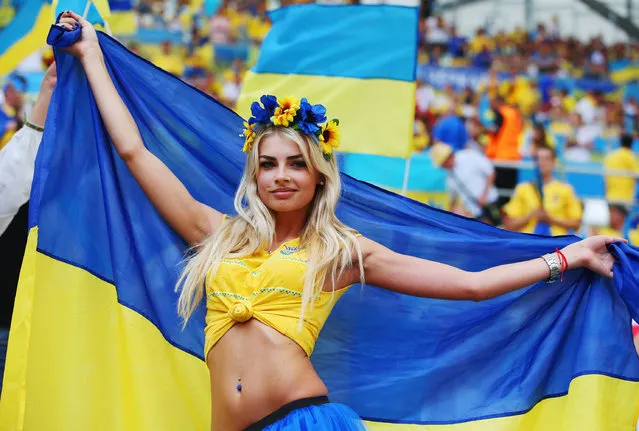 A Ukraine fan enjoys the atmosphere prior to the UEFA EURO 2016 Group C match between Ukraine and Poland at Stade Velodrome on June 21, 2016 in Marseille, France. (Photo by Alex Livesey/Getty Images)