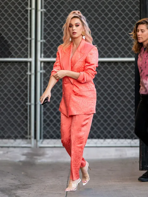 Katy Perry is seen at “Jimmy Kimmel Live” in Los Angeles, California on February 12, 2020. (Photo by RB/Bauergriffin.com/The Mega Agency)