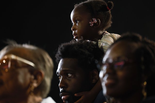 People attend a campaign rally for Democratic presidential nominee, U.S. Vice President Kamala Harris, at the James R Hallford Stadium on October 24, 2024 in Clarkston, Georgia. Harris and Republican presidential nominee, former U.S. President Donald Trump, continue campaigning in battleground swing states before the November 5 election. (Photo by Joe Raedle/Getty Images)