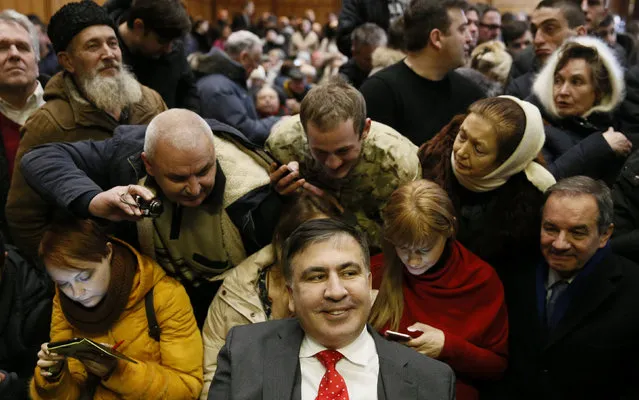 Ukrainian opposition figure and Georgian former President Mikheil Saakashvili attends a court hearing in Kiev, Ukraine January 22, 2018. (Photo by Valentyn Ogirenko/Reuters)