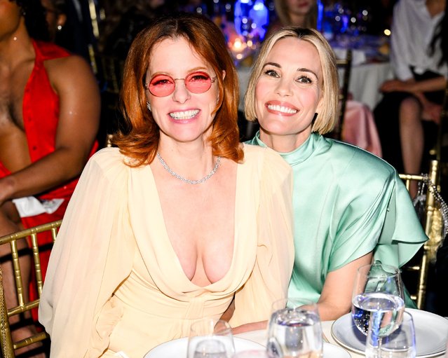 “The White Lotus” co-stars Parker Posey (left) and Leslie Bibb reunite at the Gotham TV Awards near Wall Street in NYC on June 2, 2025. (Photo by Zach Hilty/BFA.com/Rex Features/Shutterstock)