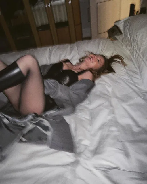 American actress Sydney Sweeney flops on her bed in the second decade of January 2023. (Photo by sydney_sweeney/Instagram)