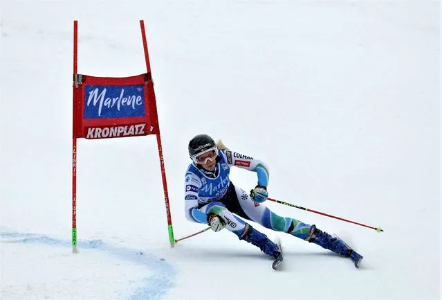 Slovenia's Ana Bucik competes in the first run of the Women's Giant Slalom on January 24, 2023 in Plan de Corones (Kronplatz), Dolomites Mountains, as part of the FIS Alpine World Ski Championships. (Photo by Lisa Leutner/Reuters)