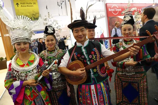 Musicians at the China booth at the International Tourism Trade Fair ITB in Berlin, Germany on March 7, 2018. (Photo by Fabrizio Bensch/Reuters)