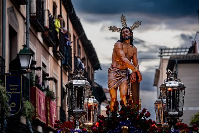 Procession of the Brotherhood of Nazarenos of the Holy Christ tied to the column and Holy Mary of tears and consolation, Alcala de Henares near Madrid on April 13, 2022. (Photo by Mortimer Peterssen/DYDPPA/Rex Features/Shutterstock)