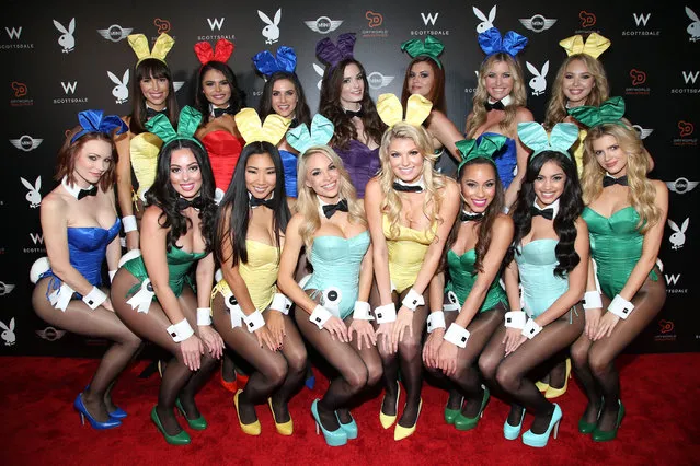 Playboy Playmates arrive at the Playboy Super Bowl XLIX Party on Friday, January 30, 2015 in Scottsdale, Ariz. (Photo by Omar Vega/Invision/AP Photo)