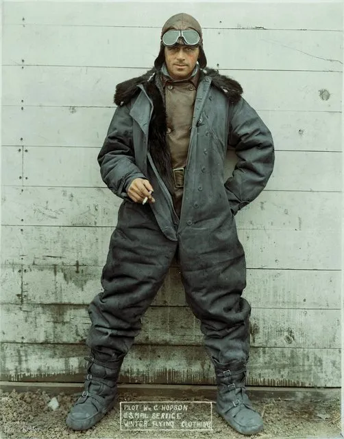 Pilot William “Wild Bill” Hopson, modeling U.S. Mail Service Winter Flying Clothing, ca. 1926.