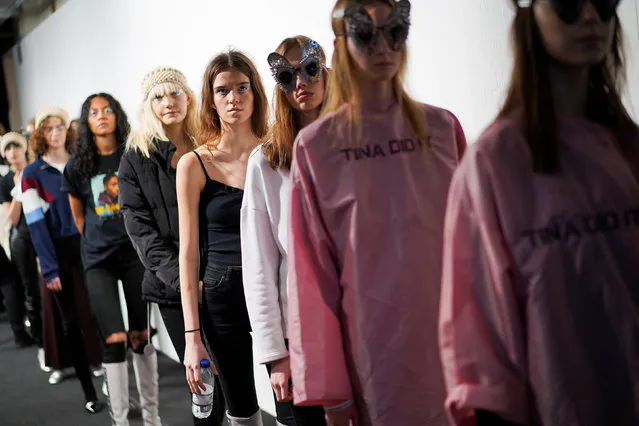 Models prepare backstage of the Bora Aksu show at London Fashion Week Women's A/W19 in London, Britain February 15, 2019. (Photo by Henry Nicholls/Reuters)