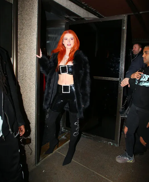 Bella Thorne wears fur coat and black boots as she is seen out and about in New York during fashion week on February 11, 2019. (Photo by Splash News and Pictures)