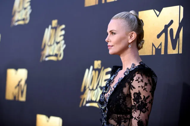 Actress Charlize Theron attends the 2016 MTV Movie Awards at Warner Bros. Studios on April 9, 2016 in Burbank, California.  MTV Movie Awards airs April 10, 2016 at 8pm ET/PT. (Photo by Emma McIntyre/Getty Images for MTV)