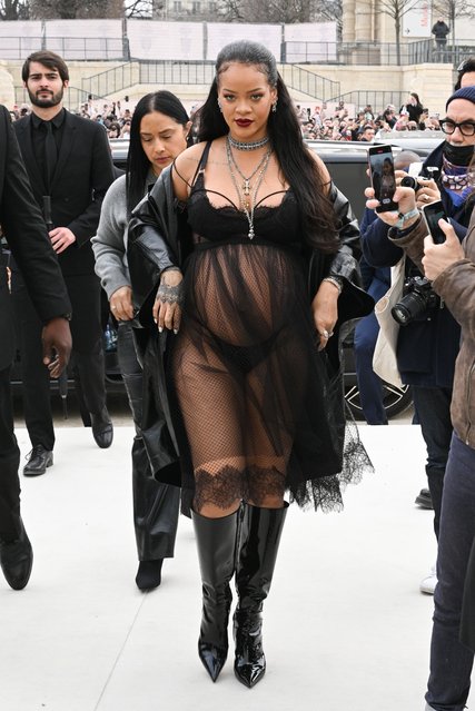 Barbadian singer Rihanna attends the Dior Womenswear Fall/Winter 2022/2023 show as part of Paris Fashion Week on March 01, 2022 in Paris, France. (Photo by Stephane Cardinale - Corbis/Corbis via Getty Images)