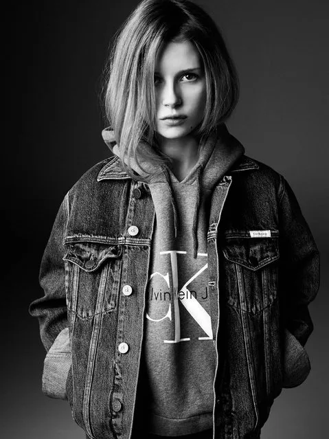Lottie Moss for Calvin Klein: In the black and white portraits Lottie strikes a resemblance to her older sister. (Photo by Michael Avedon)