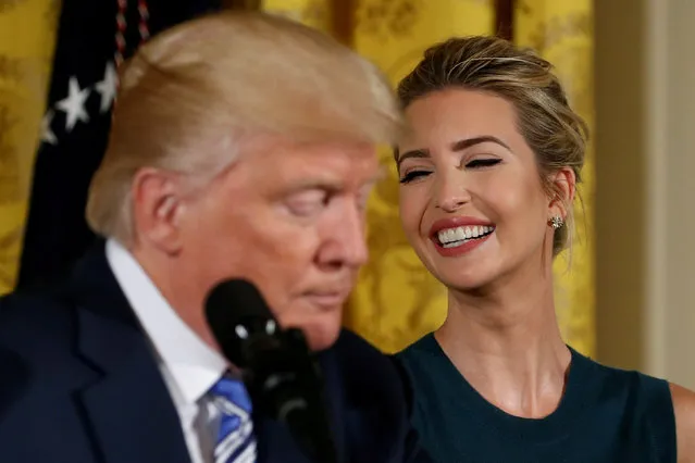 White House advisor Ivanka Trump laughs at a comment by her father U.S. President Donald Trump during a small business event at the White House in Washington, U.S. August 1, 2017. (Photo by Jonathan Ernst/Reuters)