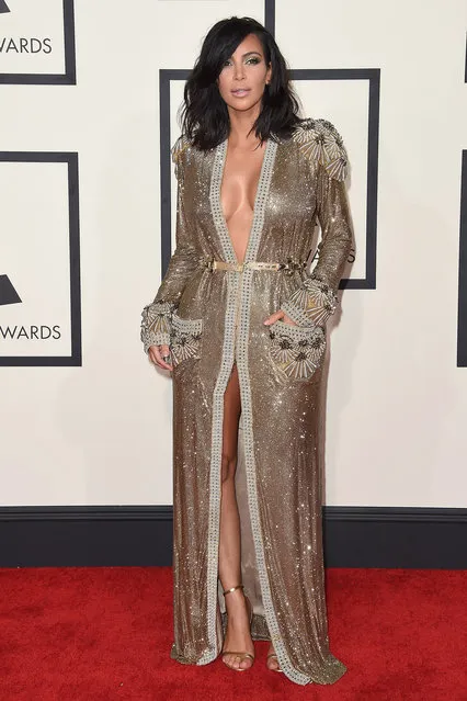 TV personality Kim Kardashian arrives at the 57th Annual GRAMMY Awards at Staples Center on February 8, 2015 in Los Angeles, California. (Photo by Axelle/Bauer-Griffin/FilmMagic)