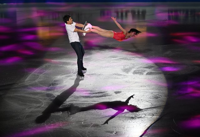 Riku Miura and Ryuichi Kihara of Japan perform during the exhibition gala at the ISU Four Continents Figure Skating Championships 2025 in Seoul on February 23, 2025. (Photo by Jung Yeon-je/AFP Photo)