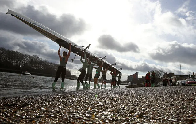 Cambridge University women during the training session on the River Thames in London, England on March 23, 2018. (Photo by John Walton/PA Images via Getty Images)