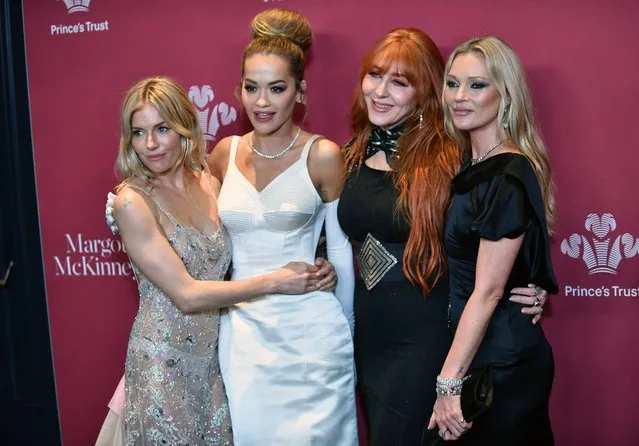 (From L) British model Sienna Miller, British singer Rita Ora, Charlotte Tilbury, and British model Kate Moss arrive for the Prince's Trust Gala at Cipriani South Street in lower Manhattan, in New York City on April 27, 2023. (Photo by Andrea Renault/AFP Photo)