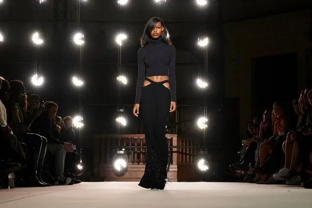 A model walks the runway during the Monot Womenswear Fall/Winter 2022-2023 show as part of Paris Fashion Week on March 05, 2022 in Paris, France. (Photo by Peter White/Getty Images)