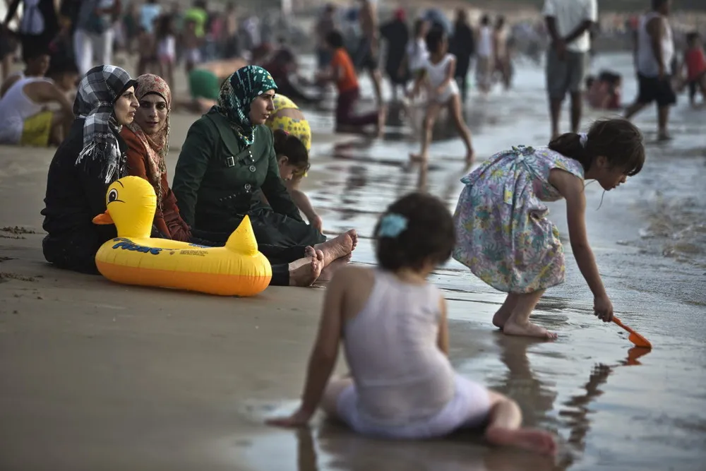 Palestinians Enjoy the Mediterranean Sea