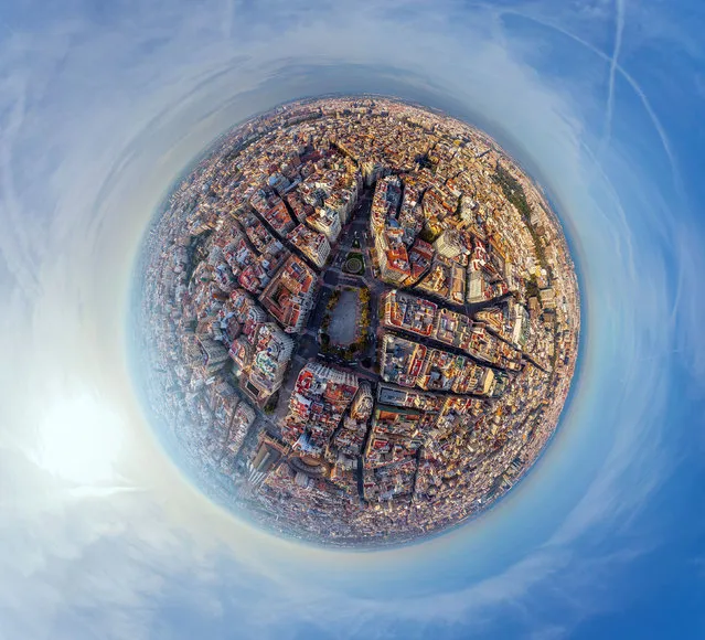 Plaza del Ayuntamiento, Valencia, Spain. (Photo by Airpano/Caters News)