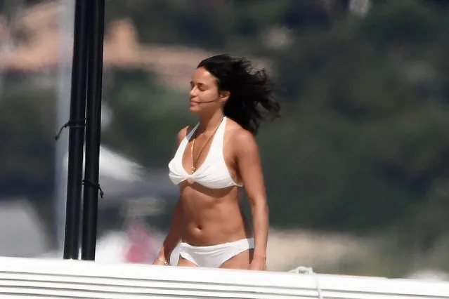 American actress Michelle Rodriguez enjoying holidays in a yacht in Sardinia, Italy on August 26, 2021. (Photo by The Mega Agency)