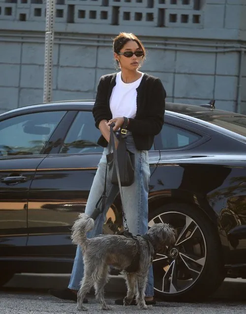 American actress and model Laura Harrier seen in west hollywood after a girls lunch accompanied by her dog Etta on March 20, 2024. (Photo by filmDIGITALS/The Mega Agency)