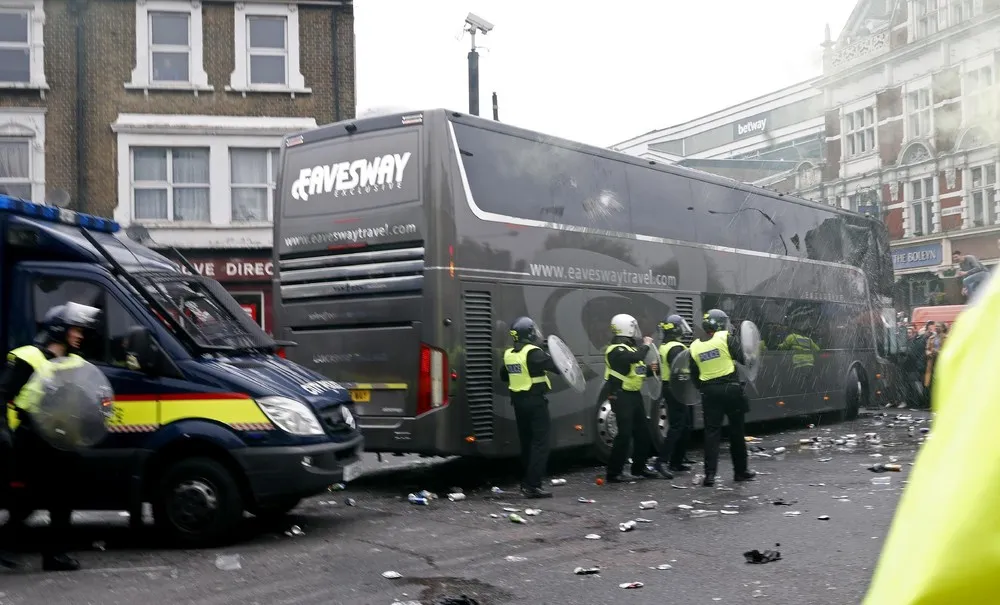 West Ham Fans Attack Manchester United Bus