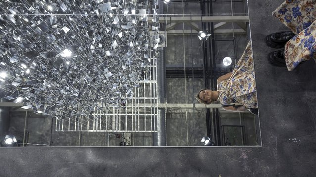 The artwork Zepelin de Acero (2021) by Argentinian artist Julio Le Parc on display at the Art Unlimited exhibition, part of the international art fair Art Basel, in Basel, Switzerland, Monday, June 10, 2024. (Photo by Georgios Kefalas/Keystone via AP Photo)