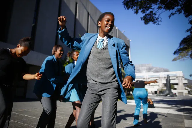 South African school children from Chris Hani High dance during Africa Day celebrations at the Artscape Theatre in Cape Town, South Africa, 25 May 2016. Africa Day is celebrated across the continent each year on 25 May to celebrate the 1963 founding of the Organisation of African Unity (OAU). On this day in 1963, 30 leaders of the 32 independent African states signed a founding charter in Addis Ababa, Ethiopia, which later led to the current organization known as the African Union (AU). (Photo by Nic Bothma/EPA)