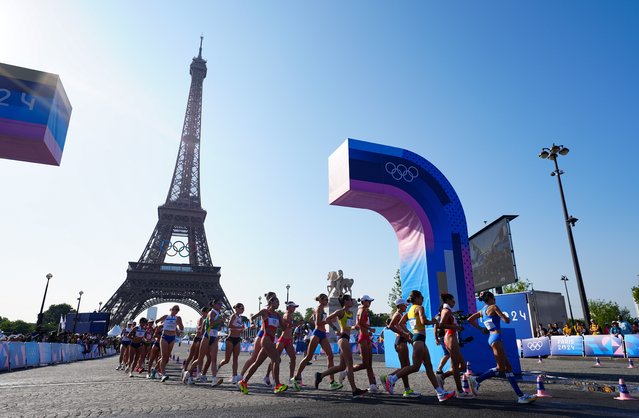 A general view of competitors during the Women's 20km Race Walk at the Trocadero on the sixth day of the 2024 Paris Olympic Games in France on Thursday, August 1, 2024. (Photo by David Davies/PA Images via Getty Images)