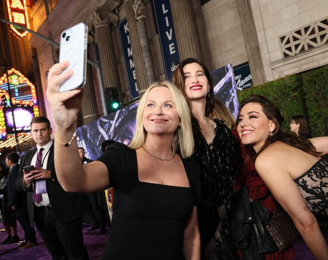 (L-R) Amy Poehler, Kathryn Hahn and Aubrey Plaza attend the launch event for Marvel Television's Agatha All Along at El Capitan Theatre in Hollywood, California on September 16, 2024. (Photo by Rodin Eckenroth/Getty Images for Marvel)