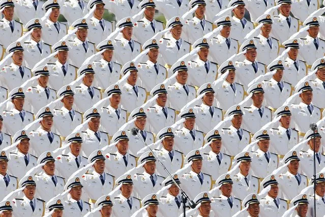 Members of military band sing during the military parade marking the 70th anniversary of the end of World War Two, in Beijing, China, September 3, 2015. (Photo by Damir Sagolj/Reuters)