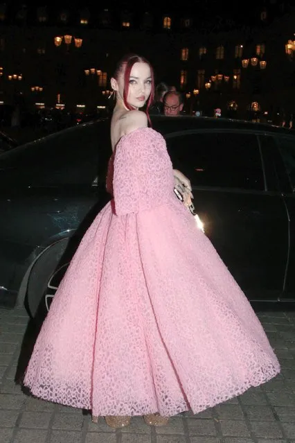American singer Dove Cameron arriving at Giambattista Valli show during Paris Fashion Week on January 23, 2023. (Photo by Spread Pictures/The Mega Agency)