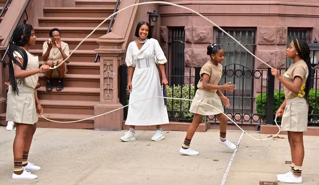 American actress Gabrielle Union seen on the set of “The Perfect Find” in Harlem on July 21, 2021 in New York City. (Photo by James Devaney/GC Images)