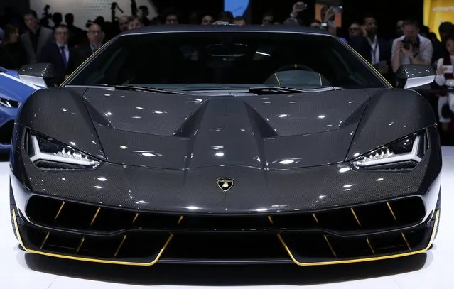 The new Lamborghini Centenario car is pictured at the 86th International Motor Show in Geneva, Switzerland, March 1, 2016. (Photo by Denis Balibouse/Reuters)