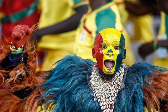 A supporter reacts ahead of the Africa Cup of Nations (CAN) 2024 round of 16 football match between Senegal and Ivory Coast at the Stade Charles Konan Banny in Yamoussoukro on January 29, 2024. (Photo by Kenzo Tribouillard/AFP Photo)