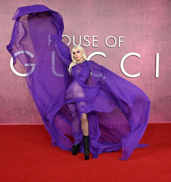 Lady Gaga attends the UK Premiere Of “House of Gucci” at Odeon Luxe Leicester Square on November 09, 2021 in London, England. (Photo by Samir Hussein/WireImage)