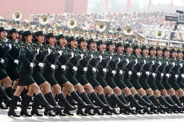 Soldiers of People's Liberation Army (PLA) march in formation during the military parade marking the 70th founding anniversary of People's Republic of China, on its National Day in Beijing, China on October 1, 2019. (Photo by Thomas Peter/Reuters)