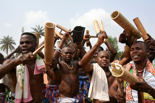 Devotees perform as they take part in the annual celebration of the Voodoo festival in Porto-Novo, Benin on January 9, 2025. (Photo by Charles Placide Tossou/Reuters)