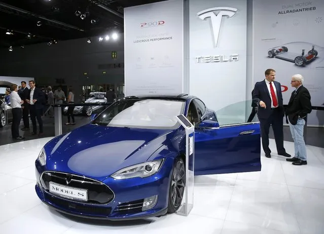 The Tesla Model S is presented during the media day at the Frankfurt Motor Show (IAA) in Frankfurt, Germany September 15, 2015. (Photo by Kai Pfaffenbach/Reuters)