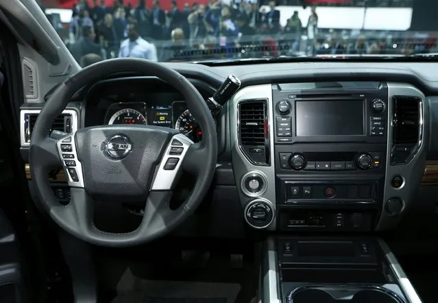 Interior view of the 2016 Nissan Titan pickup truck after it was unveiled at the first press preview day of the North American International Auto Show in Detroit, Michigan, January 12, 2015. (Photo by Mark Blinch/Reuters)