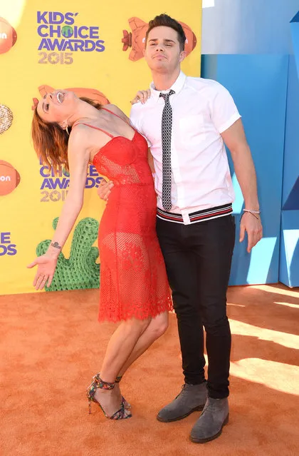 TV personality Keltie Knight (L) and internet personality Justin James Hughes attend Nickelodeon's 28th Annual Kids' Choice Awards held at The Forum on March 28, 2015 in Inglewood, California. (Photo by Jason Merritt/Getty Images)
