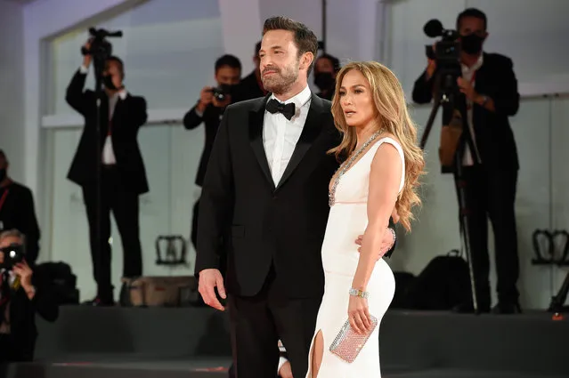 American actor Ben Affleck and american actress and singer Jennifer Lopez  at the 78 Venice International Film Festival 2021. The last duel red carpet. Venice (Italy), September 10th, 2021 (Photo by Marilla Sicilia/Archivio Marilla Sicilia/Mondadori Portfolio via Getty Images)