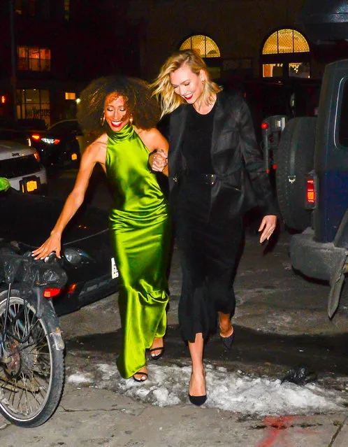 Elaine Welteroth and model Karlie Kloss are seen in soho on March 7, 2019 in New York City. (Photo by Raymond Hall/GC Images)