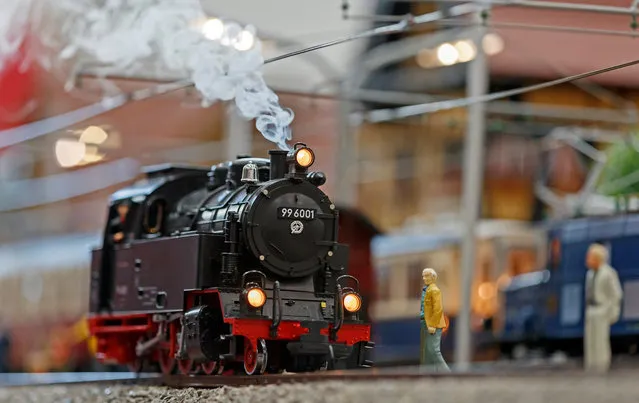 A model train of the series 996001 on the Trail G on display at the International Model Railway Fair in Sinsheim, Germany, 10 March 2017. The fair runs from 10 to 12 March. (Photo by Ronald Wittek/EPA)