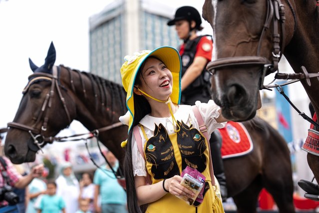 Mounted police patrol in Istiklal Street in Istanbul, Turkiye on September 09, 2024. (Photo by Hakan Akgun/Anadolu via Getty Images)