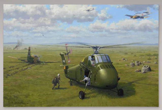 Keith Woodcock, 2008, Oil on Canvas, Donated Courtesy of the Air America Association Board. When President Kennedy decided in 1961 to forcefully resist rising Communist aggression against the remote but strategically located Kingdom of Laos, the CIA – and its proprietary airline Air America – were ready. (Photo by Central Intelligence Agency)