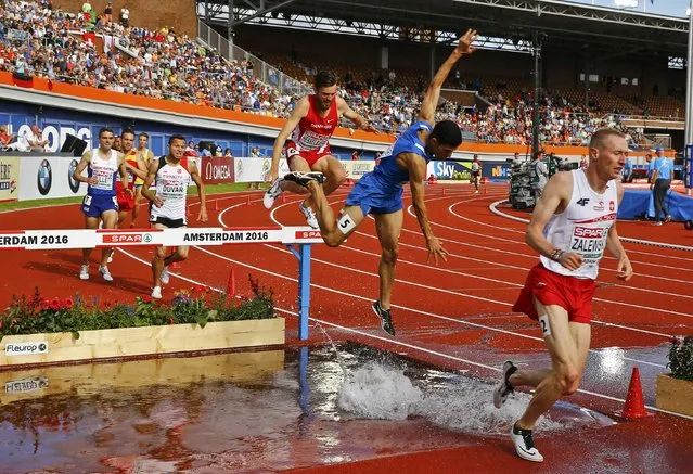 Athletics, European championships, Men's 3000m steeplechase qualifiaction, Amsterdam on July 6, 2016. Athletes compete during 3000m steeplechase. (Photo by Michael Kooren/Reuters)