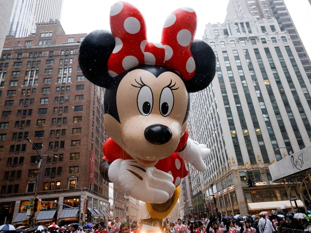 Disney’s Minnie Mouse balloon flies during the 98th Macy's Thanksgiving Day Parade in New York City on November 28, 2024. (Photo by Brendan McDermid/Reuters)