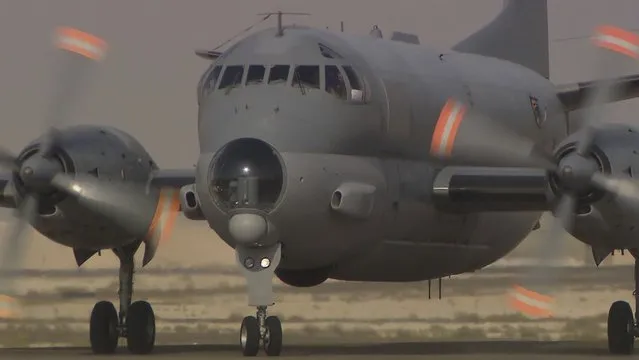 An Atlantique 2 maritime patrol aircraft is seen on the tarmac at Al-Dhafra airbase September 18, 2014 in this handout image today by ECPAD. France said on Friday its jets had launched strikes inside Iraq for the first time since the country promised to join military action against Islamic State insurgents who have taken over parts of the country. Picture taken September 18, 2014. (Photo by J. Brunet/Reuters/ECPAD/Armee de l'Air)